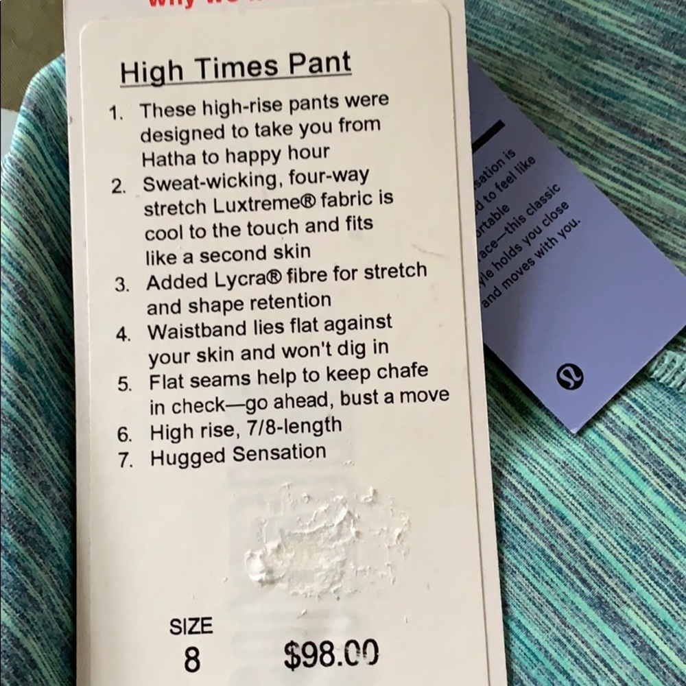 New Lululemon High Times Pant - Picture 4 of 4